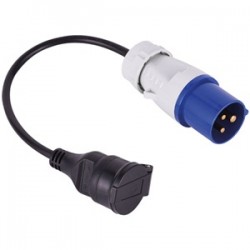 Adaptateur Camping mâle avec câble 30 cm IP44 bleu