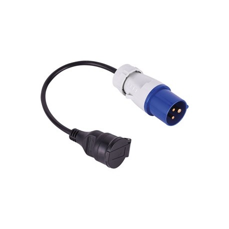 Adaptateur Camping mâle avec câble 30 cm IP44 bleu